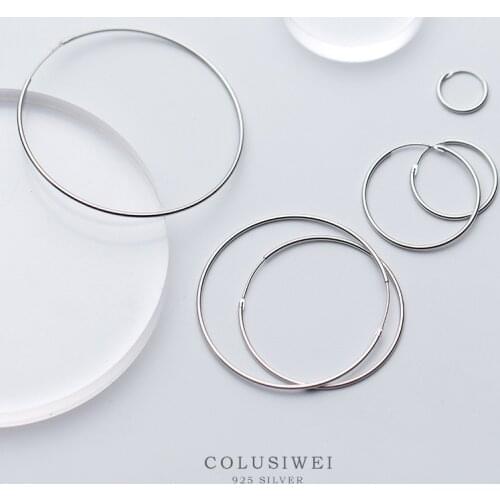 Colusiwei Classic Collection Real 925 Sterling Silver 7 Size Big Circle Hoop Earrings for Women Fashion Earrings Jewelry Gift