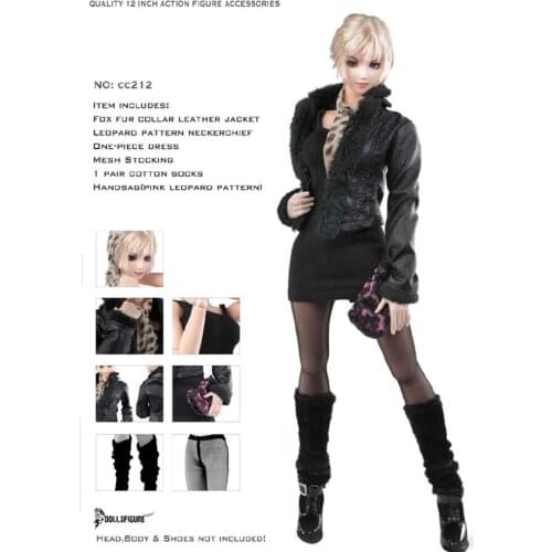 DOLLSFIGURE 1/6 Scale Sexy Female Figure Accessory Goth Suit Plush Leather Suit Model for 12 inches Action Figure