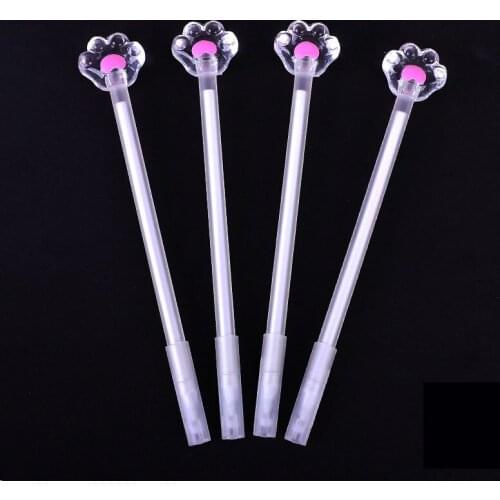 48 pcs/lot Kawaii Crystal Cat Paw Gel Pen Cute 0.5mm black ink Signature Pen School Office writing Supplies Promotional Gift