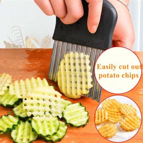 French Fries Cutter Stainless Steel Potato Chips Making Peeler Cut Vegetable Kitchen Accessories Tool Knife Potato Wavy Cutter