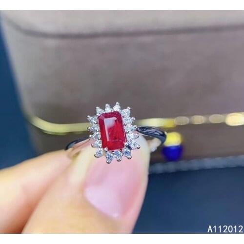 KJJEAXCMY fine jewelry S925 sterling silver inlaid natural gemstone ruby new girl classic ring support test Chinese style