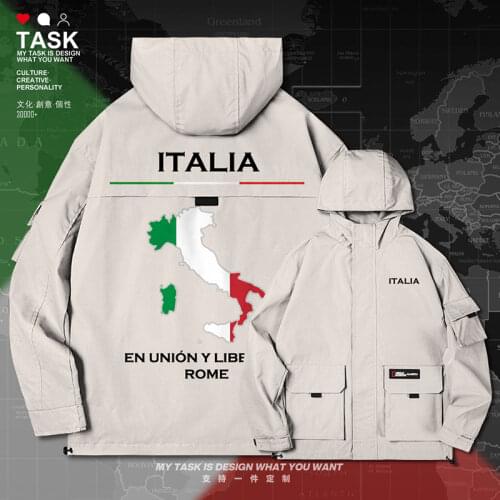 Italy Italia Italian ITA men jacket hooded map nation flag long sleeve jackets fashion coat casual for men mens autumn clothes