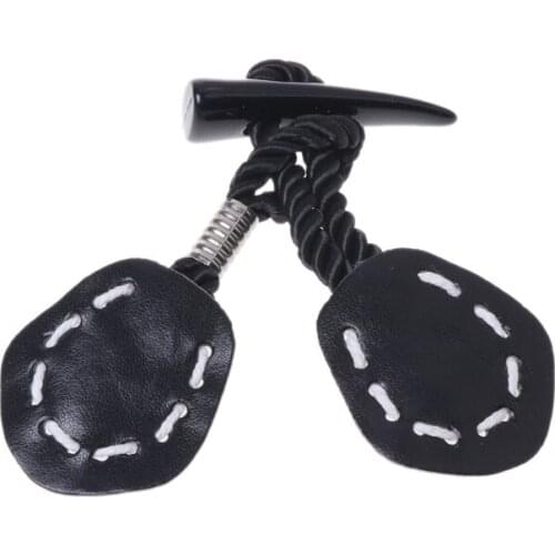 Fashion Ox Horn Leather Toggle Buttons Coat Jacket Sewing DIY Button Accessory E56C