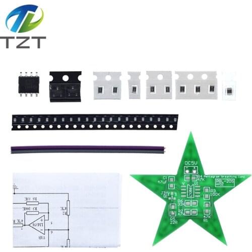 Students Training DIY Kit Five-Pointed Star Breathing Light Gradient LED Light for Christmas Soldering Training Red Green Blue