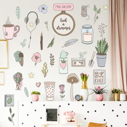 Wall Stickers Meal Stickers Kitchen Small Stickers Wall Glass Tile Refrigerator Decorative Artistic Hipster Ins Wall Stickers