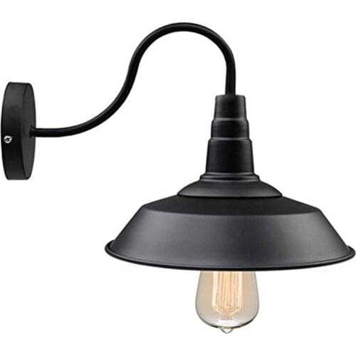 Industrial Warehouse Barn Style Wall Sconce Gooseneck Arm Edison Vintage Metal Wall Lamp Mounted Lighting Fixture White Black