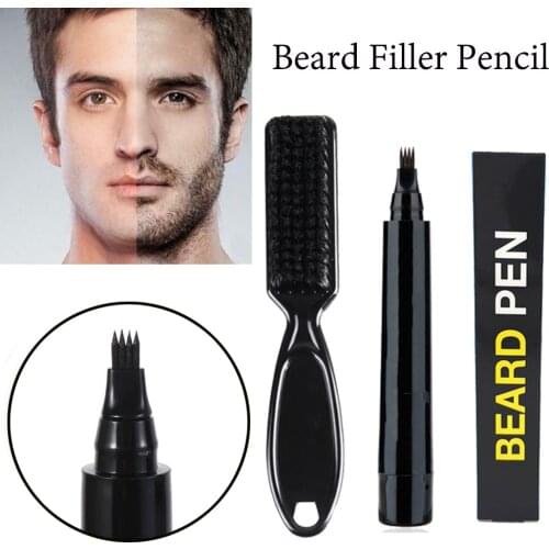 New Hot sale Beard Pen Beard Filler Pencil And Brush Beard Enhancer Waterproof Moustache Coloring Shaping Tools Hair Pencil
