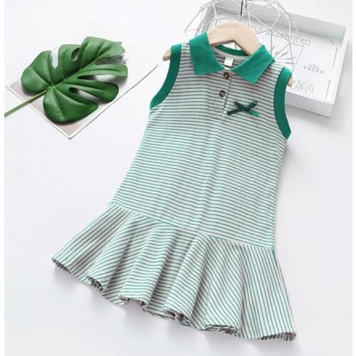 New Girls Summer Dress Fashion Striped Baby Girl Tennis Dress Kids Princess Cotton Vest Dresses Children Clothes For Party