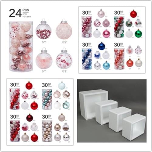 6-12-24-30PCS 6CM Christmas Ornament Gold Pink Blue Christmas Tree Decroations Balls Rose Gold Red Xmas Balls Home Decor Balls