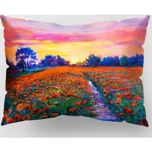 Single-sided Printing Scenery Oil Painting Decorative Throw Pillows Case Sunflower Modern Living Room Decoration for Sofa Couch