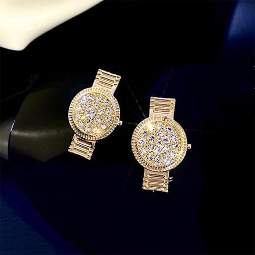 European Statement Creative Crystal Watch Dangle Earrings For Women Rhinestone Brincos New ZA Jewelry GirlfriendGift Orecchino