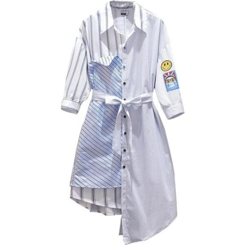 Summer Large Size Dress Smiling Face Women New Slightly Fat Younger Sister Slim Cover Belly Shirt Spliced Ladies Dresses Kawaii