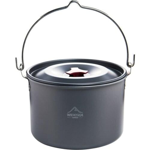 Widesea Camping Pot Hanging Aluminium 4L Pot Outdoor Cookware Pot for Cooking Picnic Camping Hiking Fishing Equipment