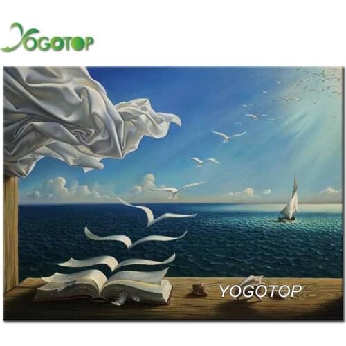 YOGOTOP Full Square/Round Drill Mosaic 5D Diamond Painting fantasy scenery DIY Embroidery sea waves book sailboat Home Art YY274