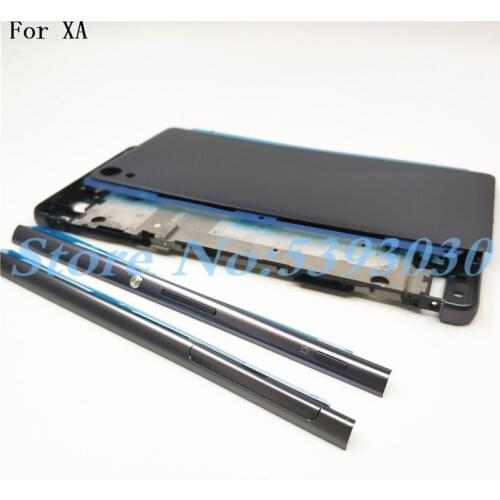 Full Housing Middle Front Frame Bezel Housing For Sony Xperia XA F3111 F3112 F3115+Side Rail Stripe With Side Buttons+Logo