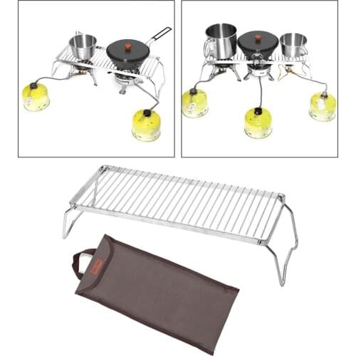 Portable Outdoor Folding Campfire Grill Stainless Steel Grate Barbeque Grill Cooking Camping Grill Rack BBQ Gas Stove Holder