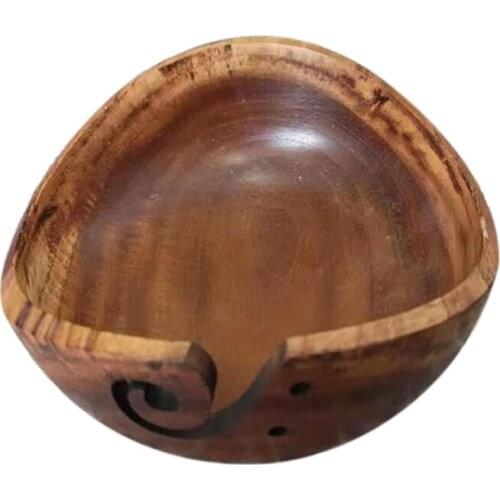 Handmade Wooden Yarn Bowl Holder Knitting Crochet Storage Organizer Wool Storage Bowl Tensioner Box Sewing Supplies E56C