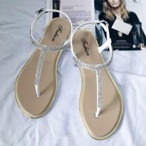 New Womens Flat Sandals Bling Clip T-type Fashion Casual Shoes Women Buckle Beach Ladies Thong Shoe Female Summer 2020