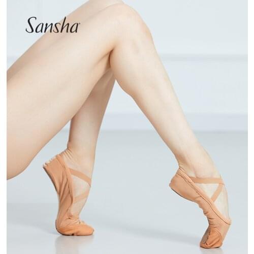 Sansha Original Split Sole Ballet Shoes Stretch Breathable Mesh Upper Suede Sole Adult Dance Shoes Slippers for Men Women NO.83