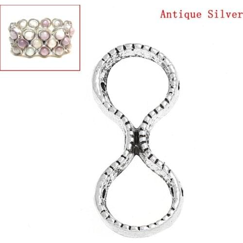 8SEASONS Bead Frames Infinity Symbol Silver Color(Fits 10mm Beads) 3.6cm x 1.6cm,Hole:Approx 1.5mm,30PCs (B32463)