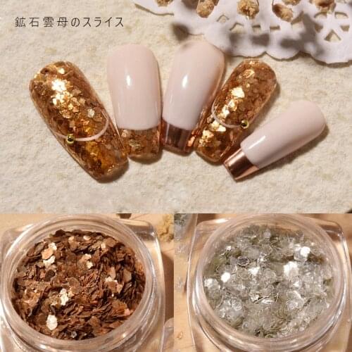 1Box Natural Mica Slices Ultrathin Metal Nail Art Sequins Glimmer Mineral Copper Flakes Nail Jewelry DIY UV Manicure Accessories