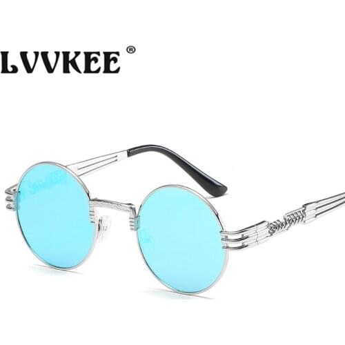 LVVKEE Classic Gothic Steampunk Sunglasses Men Women vintage Brand Designer Round Sun glasses Male UV400 Shades Gafas de sol