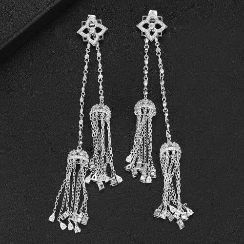 Soramoore boucle d'oreille femme 2021 Statement Women Bridal Wedding Long Earrings Luxury Delicate Detachable Pendant Earrings