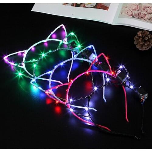 Luminous wreath tiara new cat ears flashing hairband head buckle girl tiara cute hair accessories factory outlet