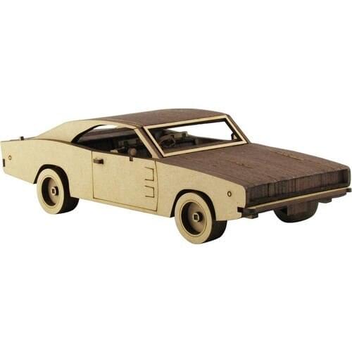 3D Exhibition Wood Dodge Charger 1968 Scale Model 109 Parts
