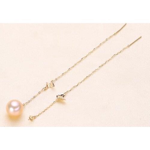 Gorgeous Popular 18K Yellow Gold Earrings Mountings Settings AU750 Jewelry Findings for Pearls Beads Stones Agate Coral Jade