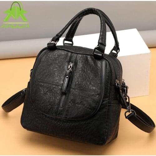 Vintage Women Shoulder Bags Pu Leather Crossbody Bag Soft Womens Messenger Bag Designer Lady Handbag 2021 New Fashion Backpack
