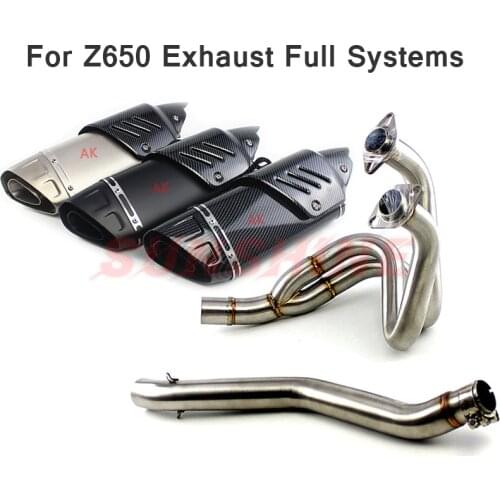 For Kawasaki Z650 Exhaust Motorcycle Slip on Motorcross Full Systems Muffler Modified Front Mid Pipe Escape Moto Stainless Steel