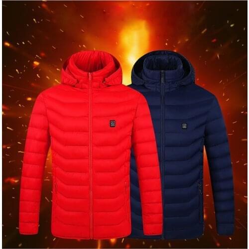 Electric Heated Jackets Vest USB Electric Heating Hooded Cotton Coat Camping Hiking Hunting Thermal Warmer Jacket Winter