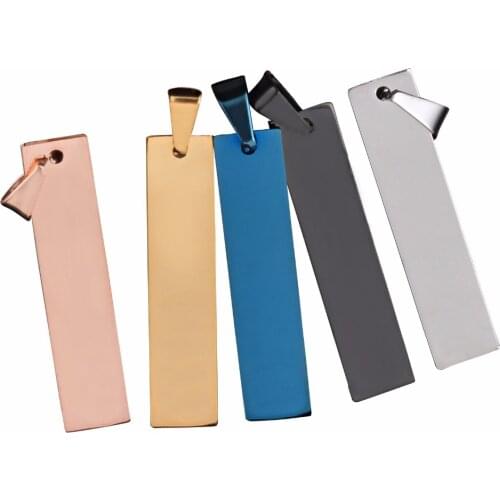 Personalized 10 pcs Stainless Steel Customized Name Blank Dog Tags Pendant Rectangle Necklace Jewelry Dropship