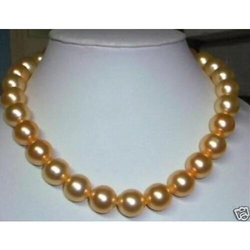 12mm gold south sea shell pearl necklace 18 inches