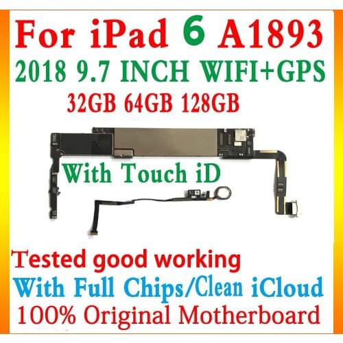 2018 A1893 WiFi & GPS version for iPad 6 motherboard With/Without Touch ID Unlocked for ipad 6 9.7" logic board with Chips IOS