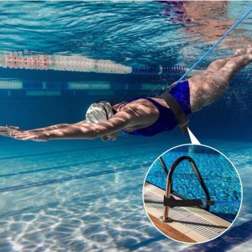 3m/4m Adjustable Swim Training Resistance Elastic Belt Swim Tether Stationary Swimming Swim Harness Static Swimming Belt Set