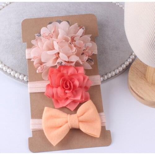 3Pcs/set Baby Accessories Infant Baby Girl Cute Bow Headband Newborn Solid Headwear Headdress Elastic Hair Band Gifts Props