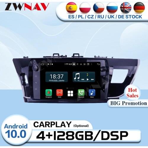 4+128G Carplay 2 Din Android 10 For Toyota Corolla 2013 2014 2015 2016 Car Radio Receiver Audio Stereo GPS Navi Player Head Unit
