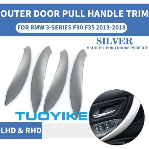 4PCS/Set LHD RHD Silver Car Interior Inner Door Pull Handle Outer Front Rear L R Protect For BMW F30 F80 F31 F32 F33 F35 13-18