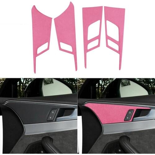 4PCS Suede Car Inner Door Panel Decorative Frame Car Inner Door Handle Decorative Trim for Audi A4L 2017-2021 Car Styling