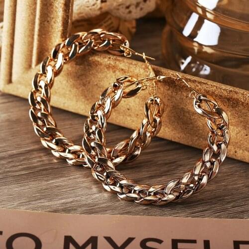 51006 Han Zhishang European and American cross-border new chain ear ring creative retro simple exaggerated gold alloy earrings