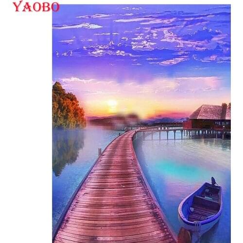 Yaobo Diamond Painting Wooden bridge lake landscape Cross Stitch Diamond Embroidery Mosaic Handmade Full Square/Round Drill