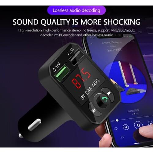 Car Kit Handsfree Wireless Bluetooth Fm Transmitter Lcd Mp3 Player Usb Charger 3a Car Accessories Handsfree Auto Fm Modulator