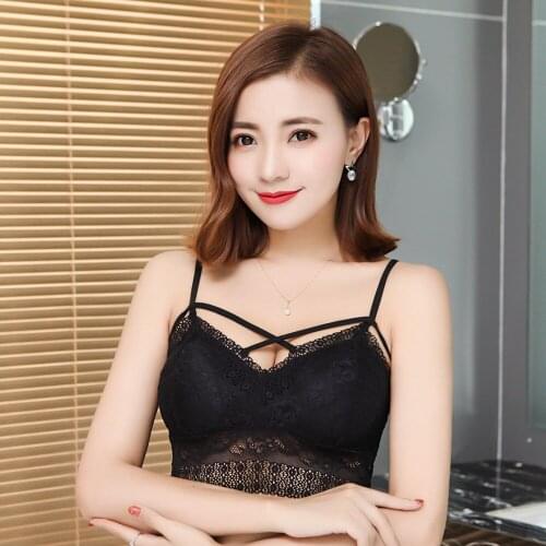 New cross camisole lace tube top plus chest pad girl underwear wrapped chest Adolescent little sexy bra teen bra