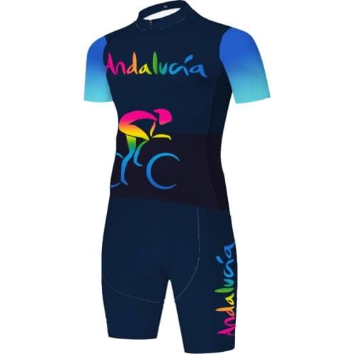 Andalucia team one piece cycling skinsuit 20D gel quick dry uniforme ciclismo hombre breathable bicycle jumpsuit triathlon suit