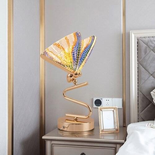 Color Butterfly Table Lamp Postmodern Home Night Lights Bedroom Bedside Table Light Creative Living Room Study Desk Lamp