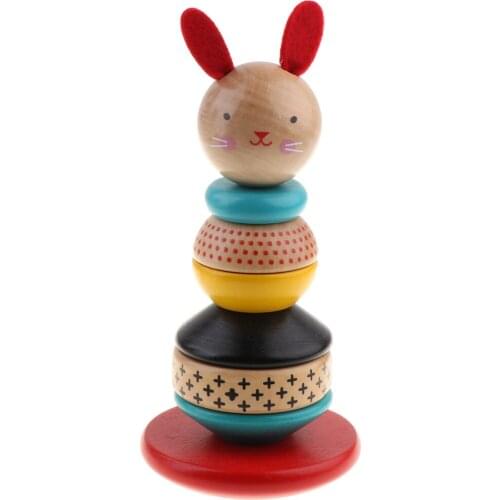 Wooden Ring Rainbow Stacker Classic Developmental Sorting and Stacking Toy For 1 Year and Up