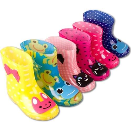 Kids Girls Boys Short Rain Boots Waterproof Rubber Cartoon Print Children Garden Rain Shoe Non-Slip Baby Child Short Water Boots