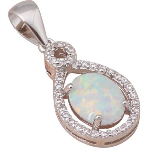 Royal style Designers Shining Zirconia Jewelry stamp Silver White Fire Opal Pendants Fashion jewelry for women OP482A